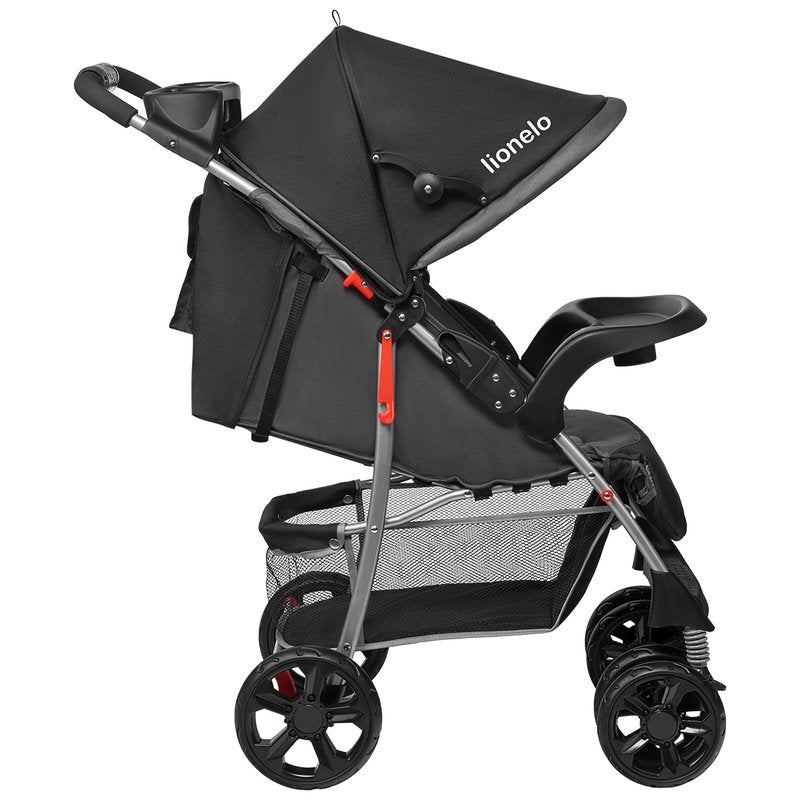 Carucior sport, Lionelo, Emma Plus, Cu tavita, 2 Suporturi pentru pahar, Geanta accesorii, Conform cu standardul european de securitate EN1888-1, Stone - gogobaby.ro