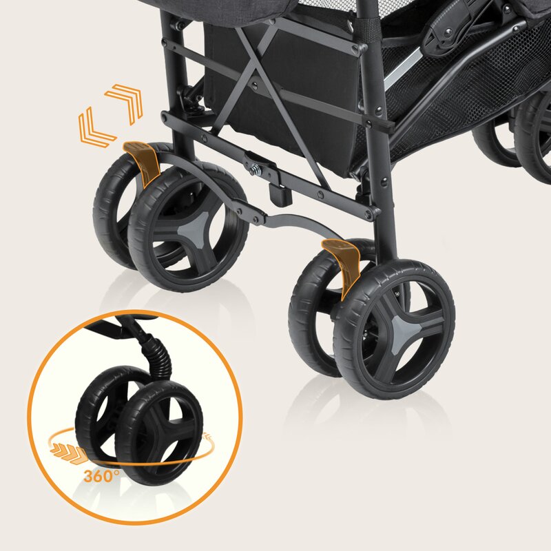 Carucior sport compact, Lionelo, Irma, Spatar reglabil in 4 pozitii, Suport picioare reglabil, Manere rotative, Pliere tip umbrela, 6- 36 luni, Pana la 15 kg, Conform cu EN1888-1:2018, Gri/Negru