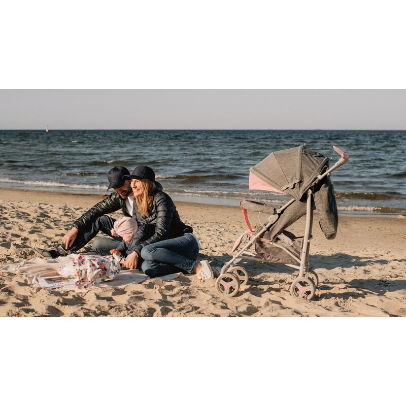 Carucior sport compact, Lionelo, Irma, Spatar reglabil in 4 pozitii, Suport picioare reglabil, Manere rotative, Pliere tip umbrela, 6- 36 luni, Pana la 15 kg, Conform cu EN1888-1:2018, Gri/Negru
