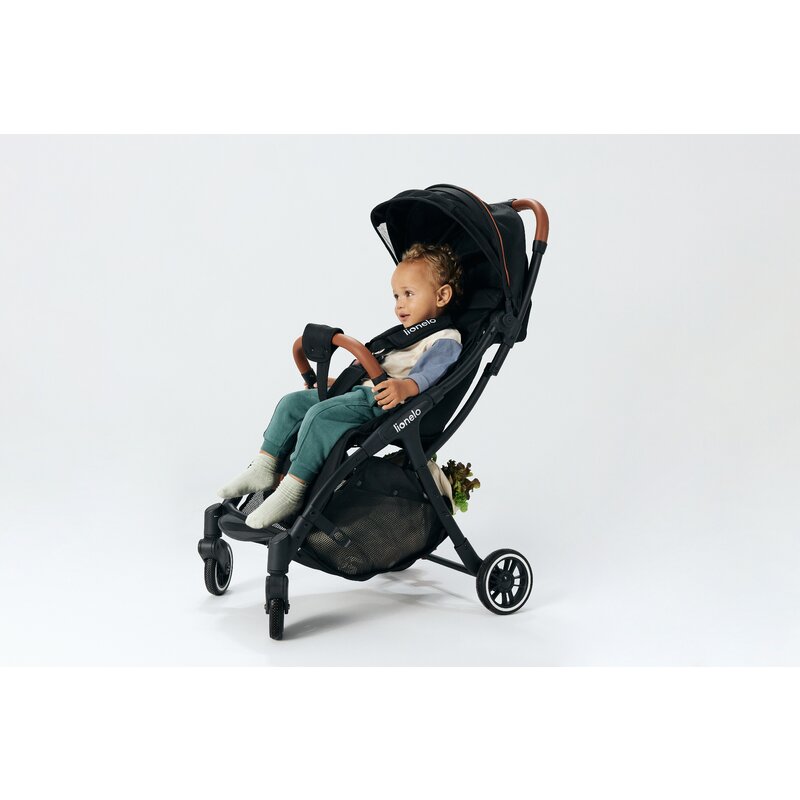Carucior sport, Lionelo, Julie One, De la nastere, Greutate redusa, Cu accesorii, Cadru din aluminiu, 0-22 kg, Pliere compacta pentru avion, Conform cu standardele europene de securitate EN1888-1 si EN1888-2, Negru