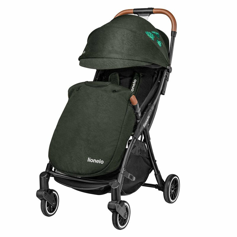 Carucior sport, Lionelo, Julie One, De la nastere, Greutate redusa, Cu accesorii, Cadru din aluminiu, 0-22 kg, Pliere compacta pentru avion, Conform cu standardele europene de securitate EN1888-1 si EN1888-2, Verde Tropical
