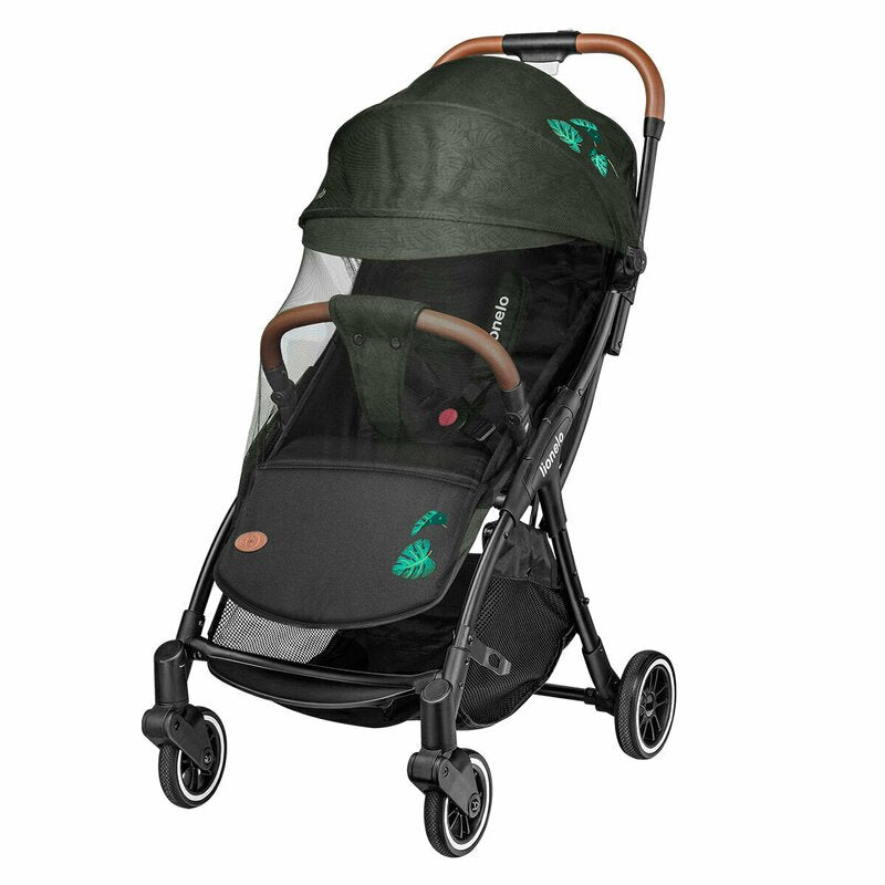 Carucior sport, Lionelo, Julie One, De la nastere, Greutate redusa, Cu accesorii, Cadru din aluminiu, 0-22 kg, Pliere compacta pentru avion, Conform cu standardele europene de securitate EN1888-1 si EN1888-2, Verde Tropical
