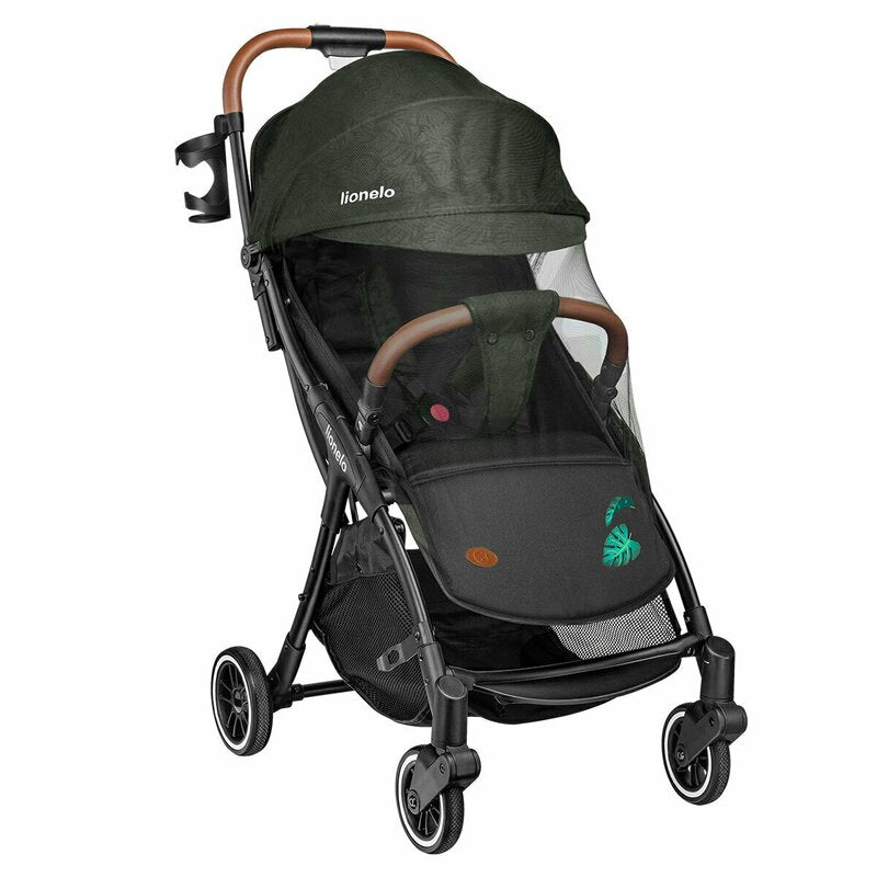 Carucior sport, Lionelo, Julie One, De la nastere, Greutate redusa, Cu accesorii, Cadru din aluminiu, 0-22 kg, Pliere compacta pentru avion, Conform cu standardele europene de securitate EN1888-1 si EN1888-2, Verde Tropical