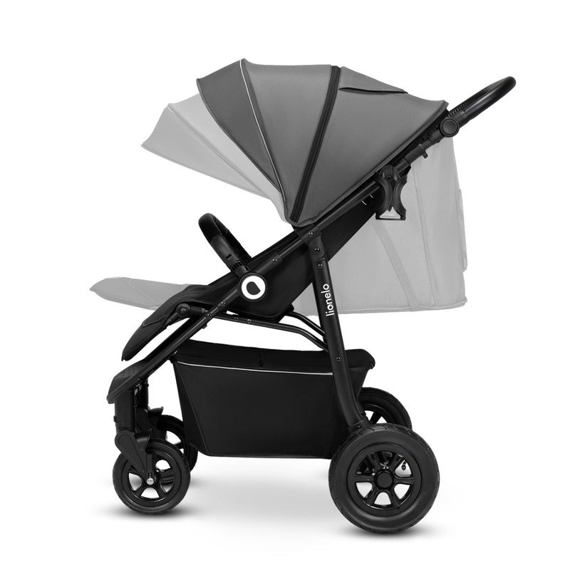 Carucior sport, Lionelo, Natt, De la nastere, Cu accesorii si capotina XXL reglabila, 0 - 22 kg, Conform cu standardele europene de securitate EN1888-1, EN1888-2, Gri - gogobaby.ro