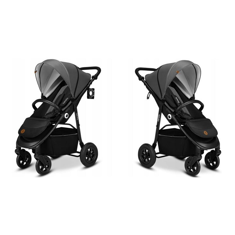 Carucior sport, Lionelo, Natt, De la nastere, Cu accesorii si capotina XXL reglabila, 0 - 22 kg, Conform cu standardele europene de securitate EN1888-1, EN1888-2, Gri - gogobaby.ro