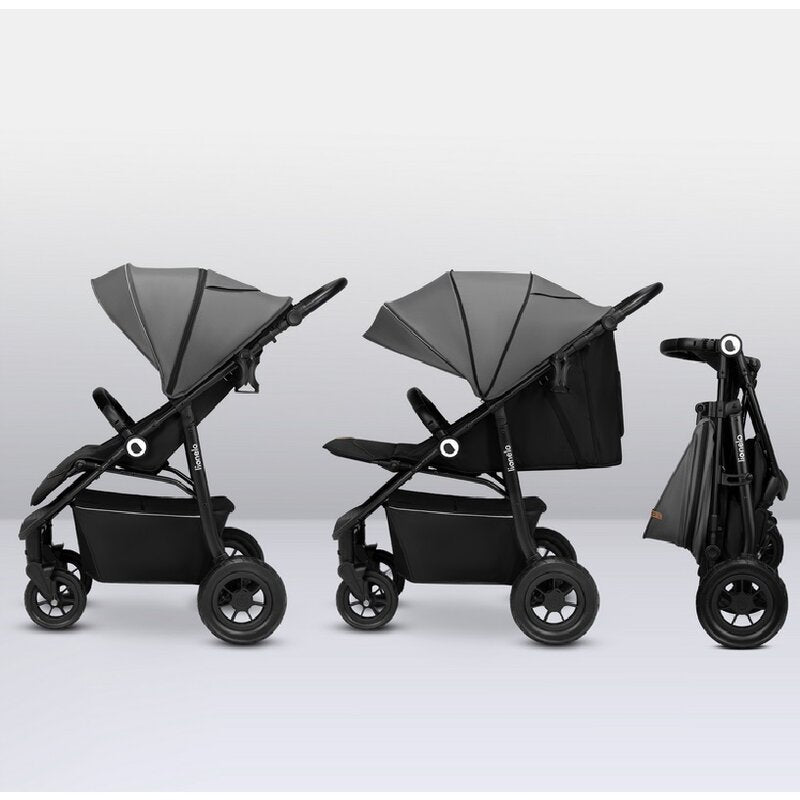 Carucior sport, Lionelo, Natt, De la nastere, Cu accesorii si capotina XXL reglabila, 0 - 22 kg, Conform cu standardele europene de securitate EN1888-1, EN1888-2, Gri - gogobaby.ro