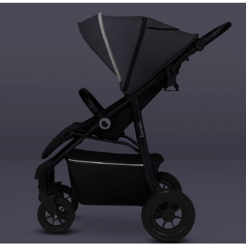 Carucior sport, Lionelo, Natt, De la nastere, Cu accesorii si capotina XXL reglabila, 0 - 22 kg, Conform cu standardele europene de securitate EN1888-1, EN1888-2, Gri - gogobaby.ro