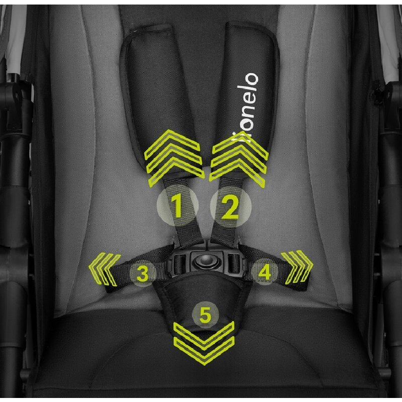 Carucior sport, Lionelo, Natt, De la nastere, Cu accesorii si capotina XXL reglabila, 0 - 22 kg, Conform cu standardele europene de securitate EN1888-1, EN1888-2, Gri - gogobaby.ro