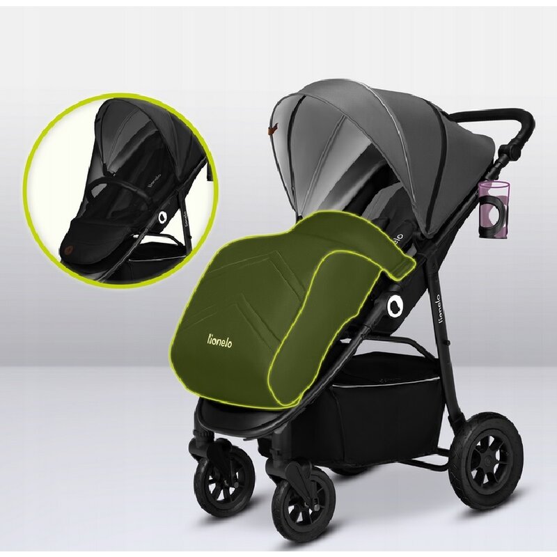 Carucior sport, Lionelo, Natt, De la nastere, Cu accesorii si capotina XXL reglabila, 0 - 22 kg, Conform cu standardele europene de securitate EN1888-1, EN1888-2, Gri - gogobaby.ro