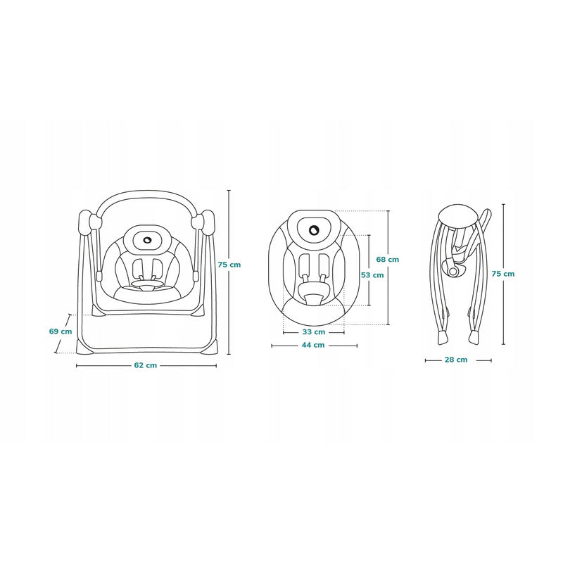 Fotoliu balansoar, Lionelo, Electric, Ruben, Cu spatar reglabil, Cu 12 melodii relaxante si sunete ale naturii, Cu 3 programe de balansare automata, Conform cu standardul european EN 16232, 68x65 cm, Roz