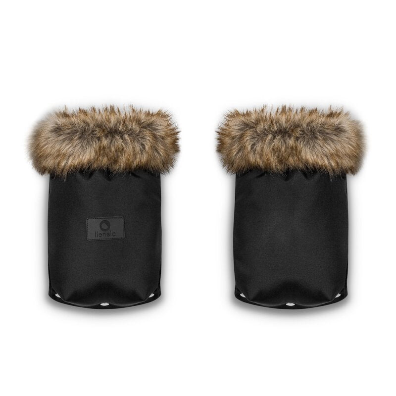 Manusi termice pentru carucior, Lionelo, Universale, Impermeabile, Interior din lana, Cu blana ecologica detasabila, Negru - gogobaby.ro