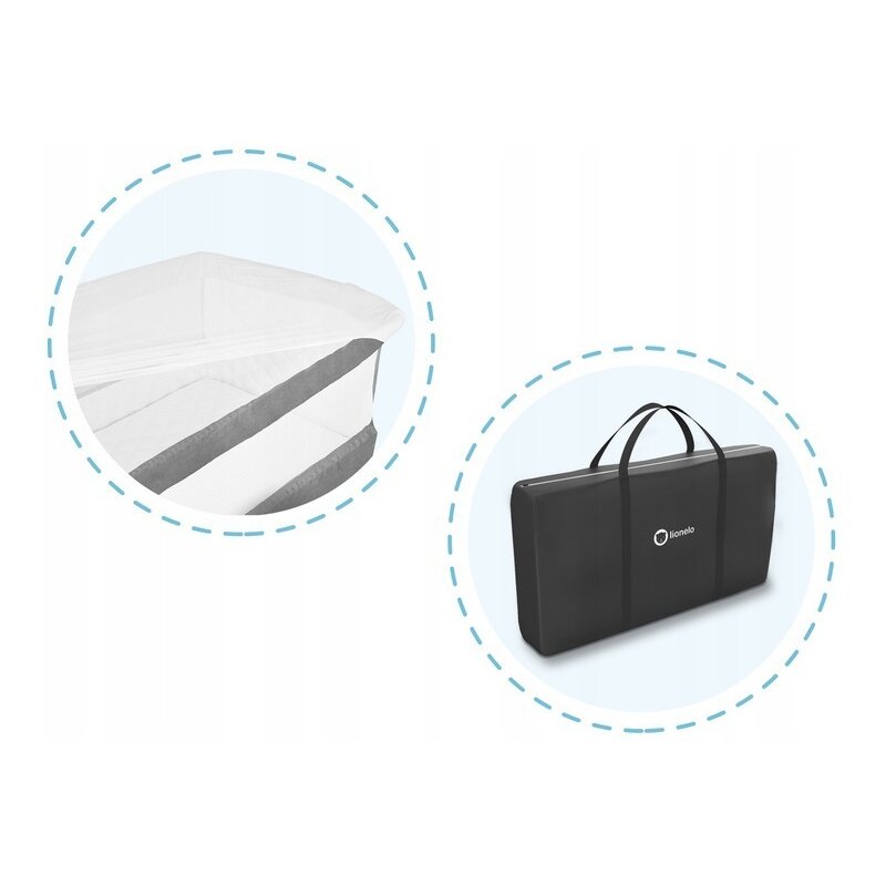 Patut co-sleeper, Lionelo, Theo, 2 in 1, Cu setare unghiulara, Reglabil in 5 pozitii pe inaltime, Conform cu standardele europeane de securitate EN1130 si EN16890, Grey