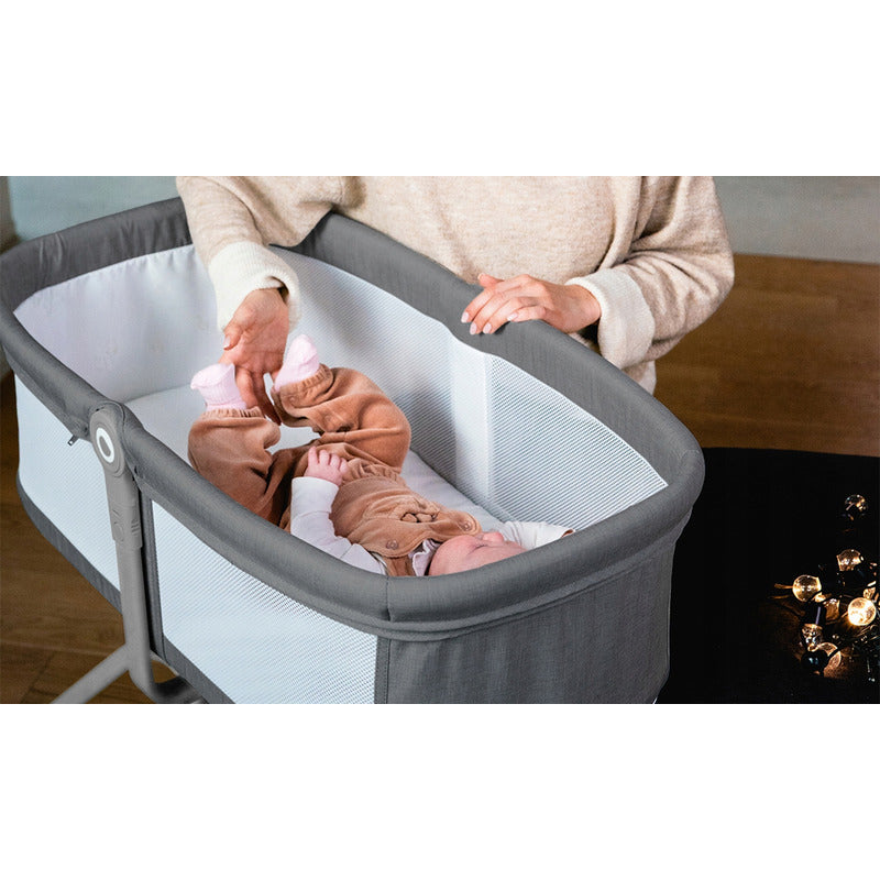 Patut balansoar, Lionelo, Malin, 3 in 1, Pliabil, 0-9 kg, Geanta Transport, Asamblare Rapida, Ultra-Usor, Conform cu standardele europeane de securitate EN1130 si EN16890, Gri - gogobaby.ro