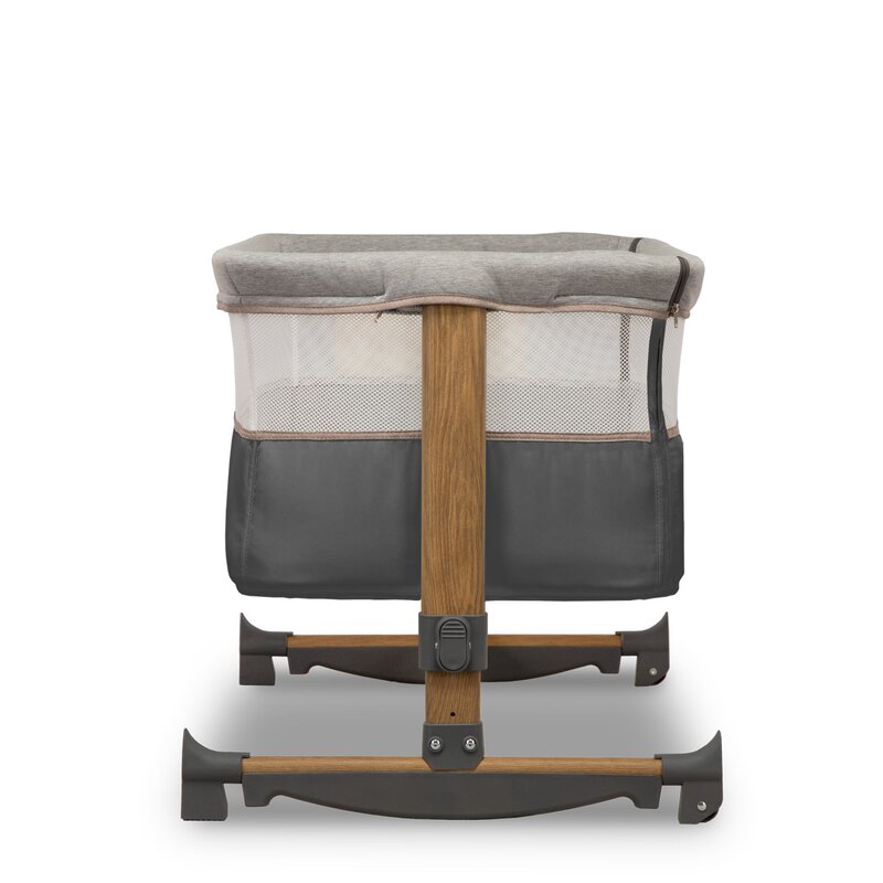 Patut co-sleeper, Lionelo, Leonie, Cu sistem de leganare, Cu setare unghiulara, Reglabil in 5 pozitii pe inaltime, Conform cu standardele europeane de securitate EN1130 si EN16890, Grey Stone - gogobaby.ro