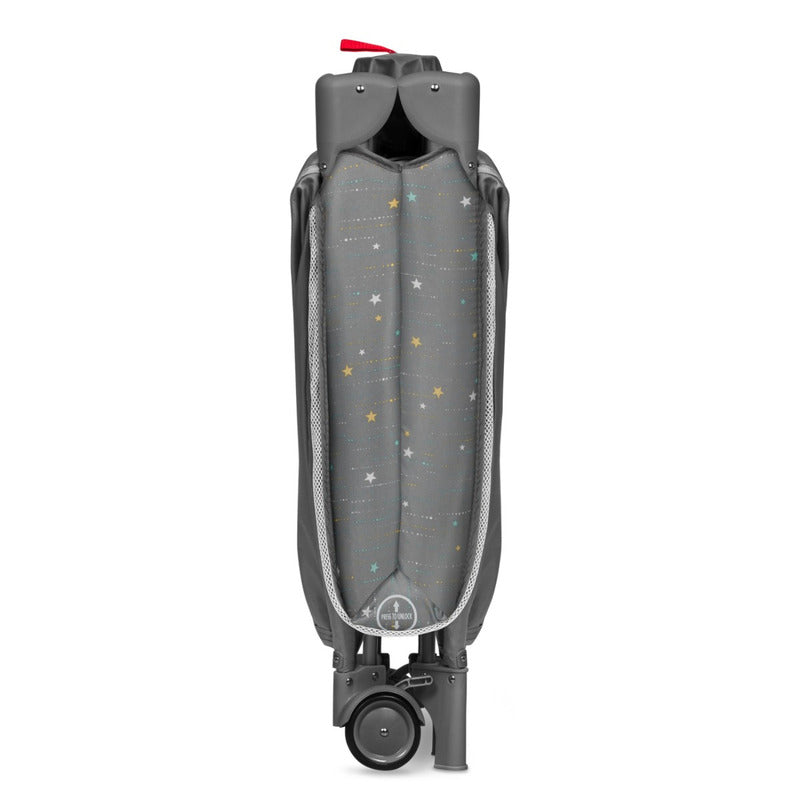 Patut pliant, Lionelo, Stefi Plus, Cu doua nivele, Cu intrare laterala cu fermoar, 2 roti, 120 x 60 cm, Conform cu standardul european de securitate EN 716, Gri/ Multicolor - gogobaby.ro