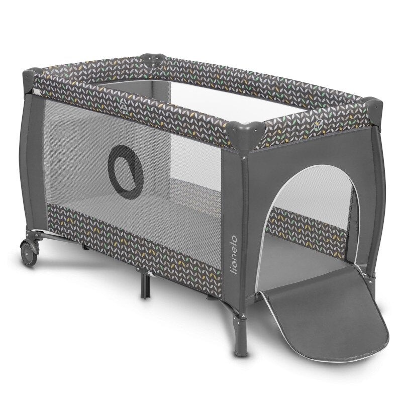 Patut pliant, Lionelo, Sven Plus, 120x60 cm, Cu doua nivele, Cu arcada jucarii, masuta de infasat, vibratii, melodii conform cu standardele europeane de securitate EN716 si EN12221, Grey Scandi - gogobaby.ro
