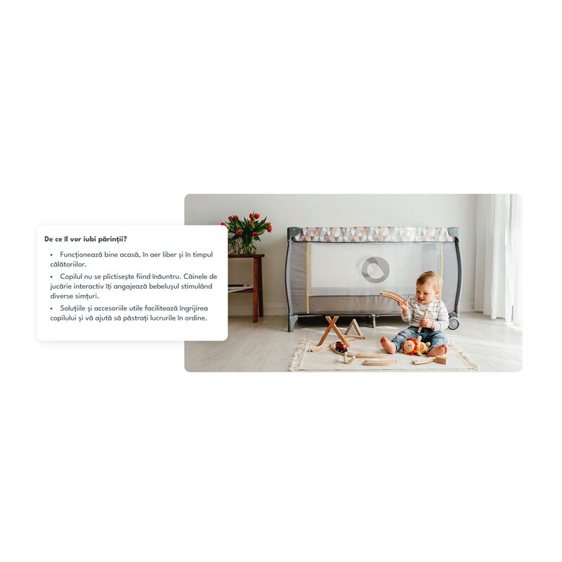 Patut pliant, Lionelo, Sven Plus, 120x60 cm, Cu doua nivele, Cu arcada jucarii, masuta de infasat vibratii, melodii, conform cu standardele europeane de securitate EN716 si EN12221, Yellow Scandi