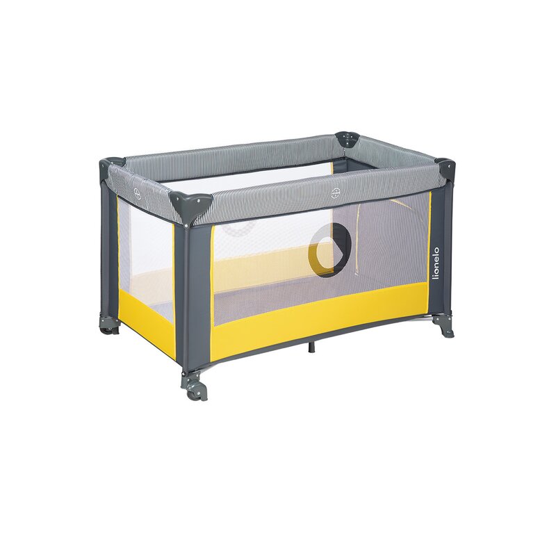Patut pliant, Lionelo, Stefi, Cu un nivel, Cu intrare laterala cu fermoar, 2 roti, 120x60 cm, Conform cu standardul european de securitate EN 716, Yellow Lemon - gogobaby.ro