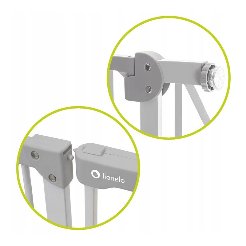 Poarta de siguranta, Lionelo, Truus Slim Led, Cu suruburi, Cu lumina Led cu senzor, 105 cm, Conform cu standardul european de securitate EN1930, Gri