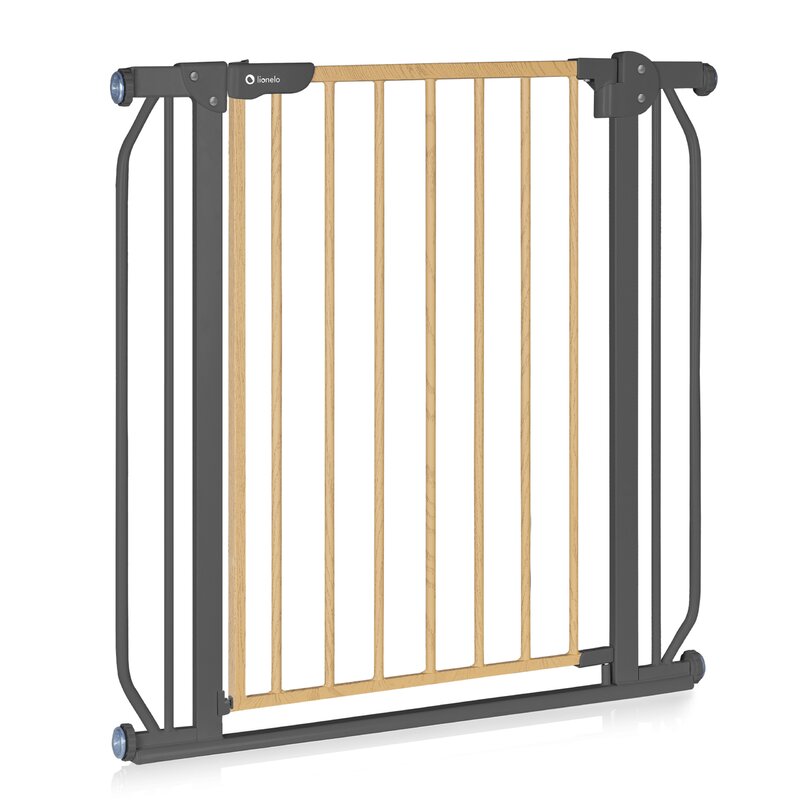 Poarta de siguranta, Lionelo, Truus Slim, Prin presiune, 105 cm, Conform cu standardul europeane de securitate EN1930, Gri/Natur - gogobaby.ro