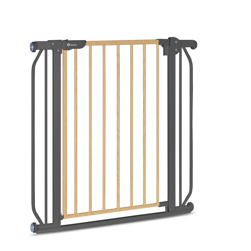 Poarta de siguranta, Lionelo, Truus Slim, Prin presiune, 105 cm, Conform cu standardul europeane de securitate EN1930, Gri/Natur - gogobaby.ro