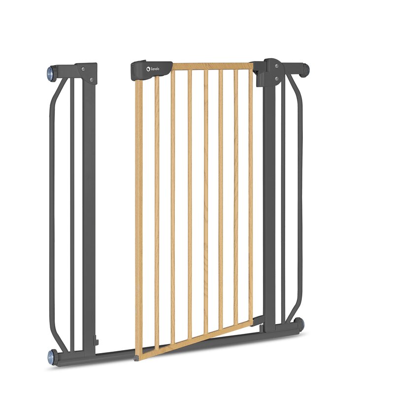 Poarta de siguranta, Lionelo, Truus Slim, Prin presiune, 105 cm, Conform cu standardul europeane de securitate EN1930, Gri/Natur - gogobaby.ro