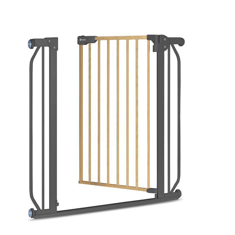Poarta de siguranta, Lionelo, Truus Slim, Prin presiune, 105 cm, Conform cu standardul europeane de securitate EN1930, Gri/Natur - gogobaby.ro