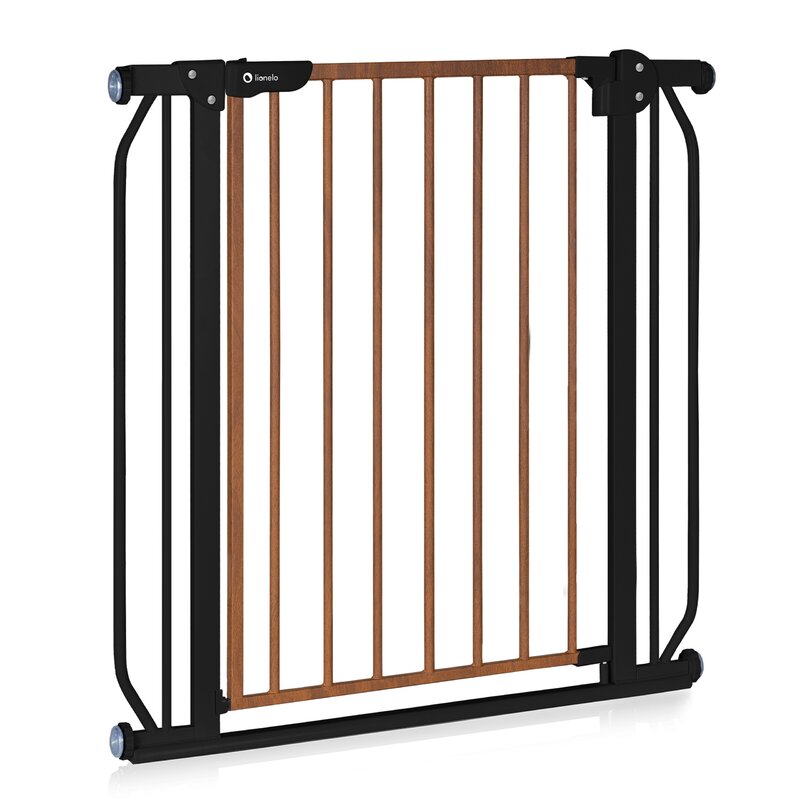Poarta de siguranta, Lionelo, Truus Slim, Prin presiune, 105 cm, Conform cu standardul europeane de securitate EN1930, Negru/Natur - gogobaby.ro