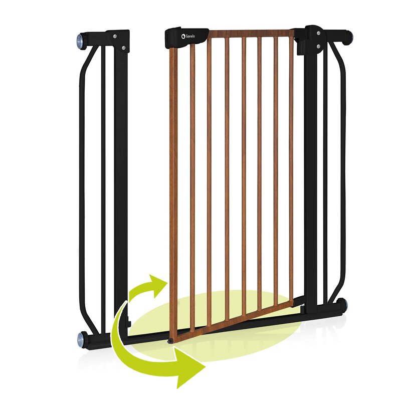 Poarta de siguranta, Lionelo, Truus Slim, Prin presiune, 105 cm, Conform cu standardul europeane de securitate EN1930, Negru/Natur - gogobaby.ro