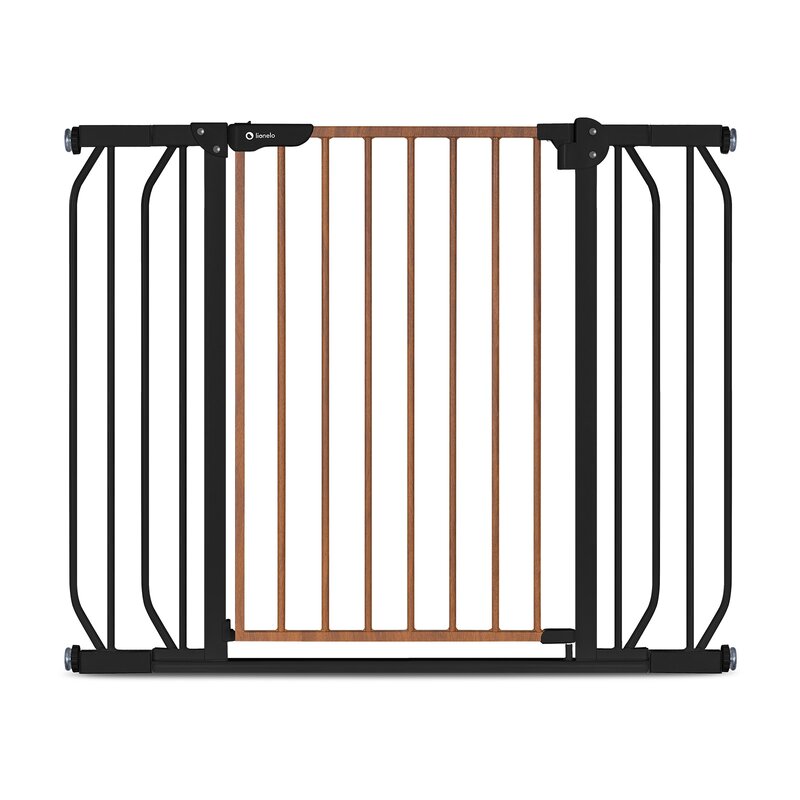 Poarta de siguranta, Lionelo, Truus Slim, Prin presiune, 105 cm, Conform cu standardul europeane de securitate EN1930, Negru/Natur - gogobaby.ro