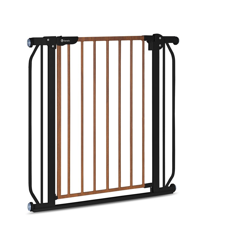 Poarta de siguranta, Lionelo, Truus Slim, Prin presiune, 105 cm, Conform cu standardul europeane de securitate EN1930, Negru/Natur - gogobaby.ro