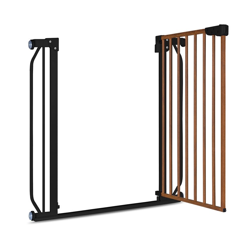 Poarta de siguranta, Lionelo, Truus Slim, Prin presiune, 105 cm, Conform cu standardul europeane de securitate EN1930, Negru/Natur - gogobaby.ro