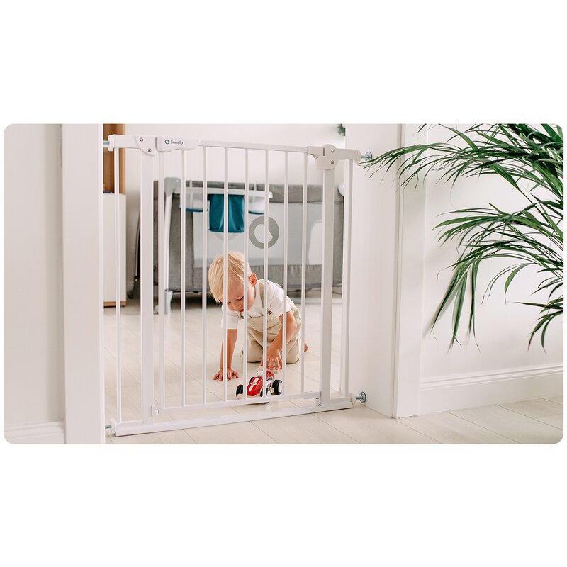 Poarta de siguranta, Lionelo, Truus Slim, Prin presiune, 105 cm, Conform cu standardul europeane de securitate EN1930, Negru Onyx - gogobaby.ro