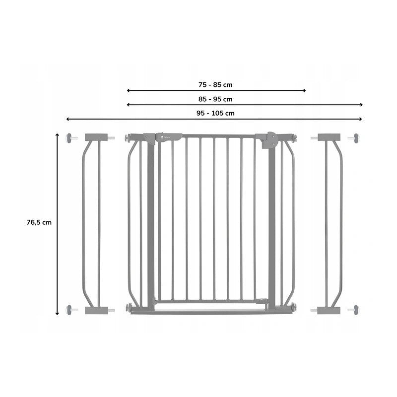 Poarta de siguranta, Lionelo, Truus Slim, Prin presiune, 105 cm, Conform cu standardul european de securitate EN1930, Gri - gogobaby.ro
