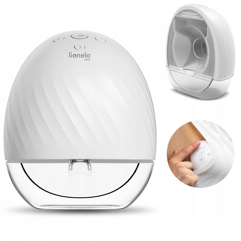 Pompa de san, Lionelo, Fidi, Portabila, Cu accesorii, Hands-free, 5 functii de masaj, Autonomie pana la 24 h, 50 db, Capacitate 150 ml, Alb - gogobaby.ro
