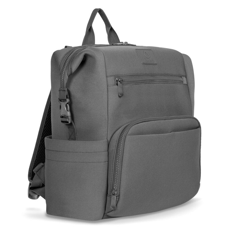 Rucsac impermeabil pentru mamici, Lionelo, Cube, Cu 12 compartimente si salteluta de schimbat, Cu prindere universala de carucior, 36 x 36 x 23 cm, Gri