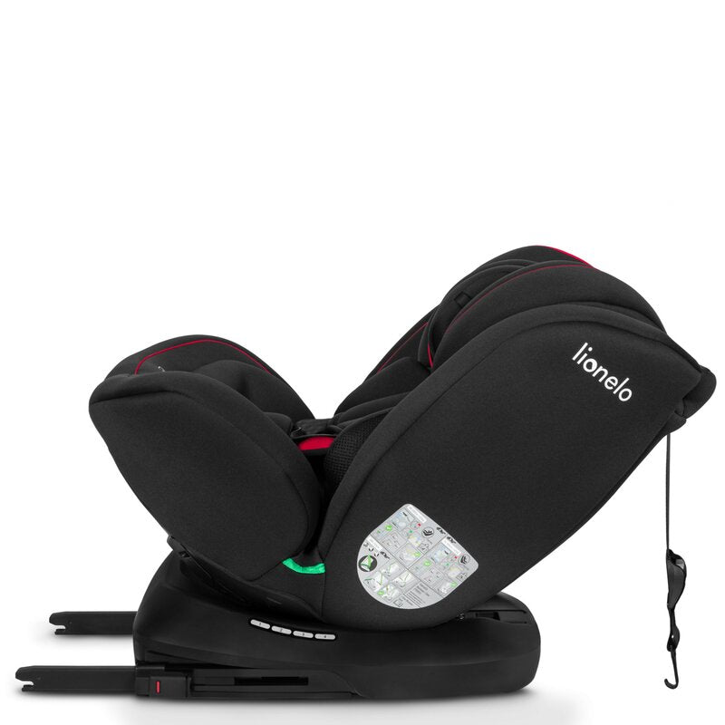 Scaun auto, Lionelo, Bastiaan i-Size, 4 in 1, Protectie laterala, Cu spatar inclinabil in 4 pozitii, Cu tetiera reglabila in 7 pozitii, Rotire 360 grade, Top Tether, 0-36 Kg, 40-150 cm, Cu Isofix, Conform cu ECE R129/03, Negru/Rosu - gogobaby.ro