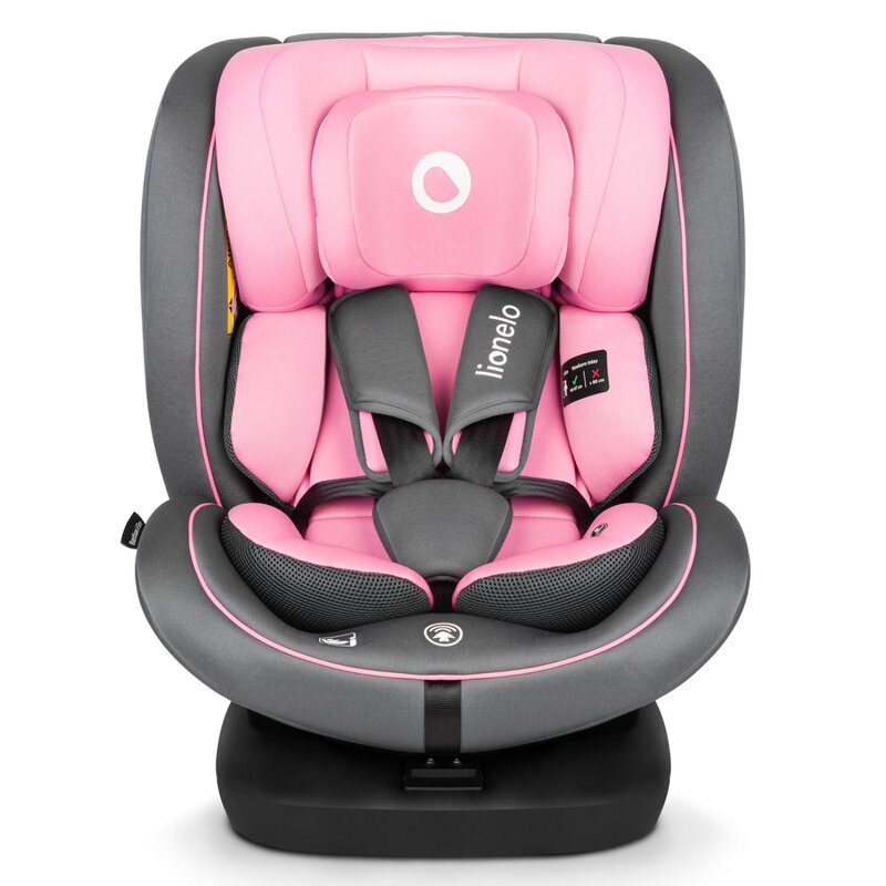 Scaun auto, Lionelo, Bastiaan i-Size, 4 in 1, Protectie laterala, Cu spatar inclinabil in 4 pozitii, Cu tetiera reglabila in 7 pozitii, Rotire 360 grade, Top Tether, 0-36 Kg, 40-150 cm, Cu Isofix, Conform cu ECE R129/03, Roz - gogobaby.ro