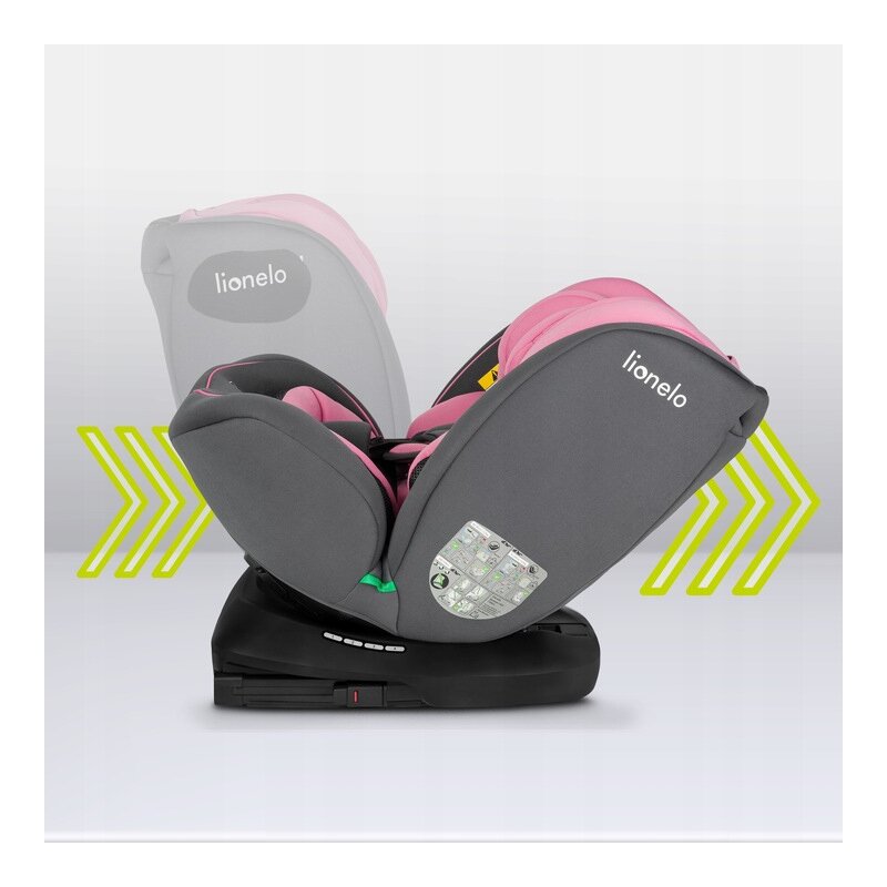 Scaun auto, Lionelo, Bastiaan i-Size, 4 in 1, Protectie laterala, Cu spatar inclinabil in 4 pozitii, Cu tetiera reglabila in 7 pozitii, Rotire 360 grade, Top Tether, 0-36 Kg, 40-150 cm, Cu Isofix, Conform cu ECE R129/03, Roz - gogobaby.ro
