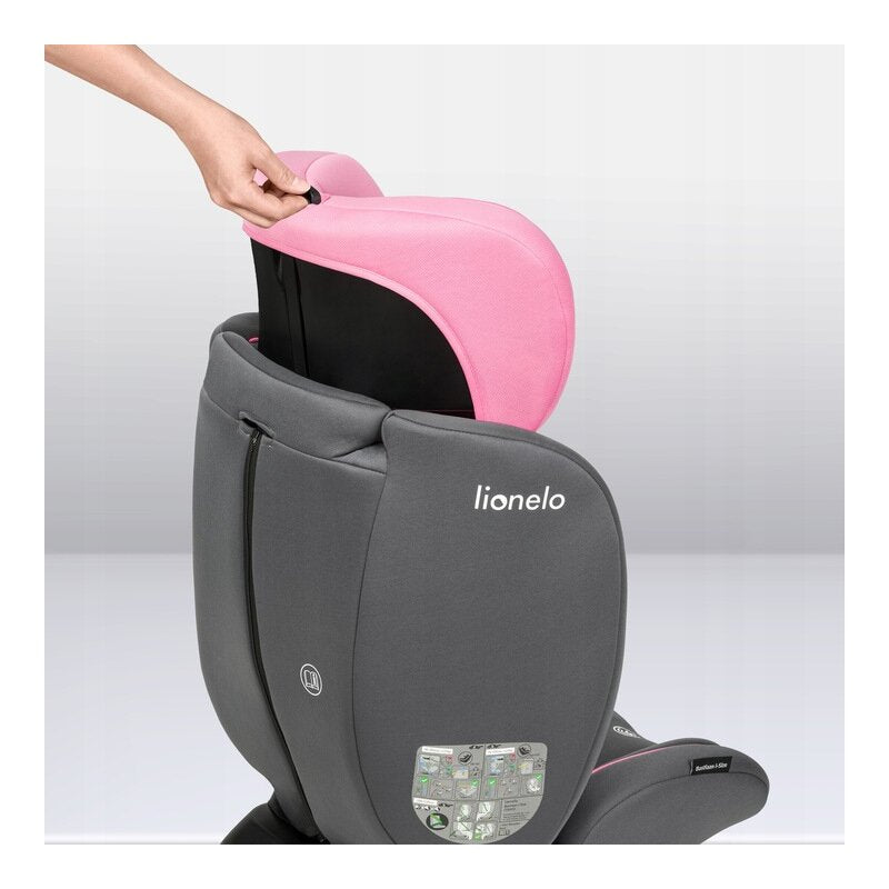 Scaun auto, Lionelo, Bastiaan i-Size, 4 in 1, Protectie laterala, Cu spatar inclinabil in 4 pozitii, Cu tetiera reglabila in 7 pozitii, Rotire 360 grade, Top Tether, 0-36 Kg, 40-150 cm, Cu Isofix, Conform cu ECE R129/03, Roz - gogobaby.ro