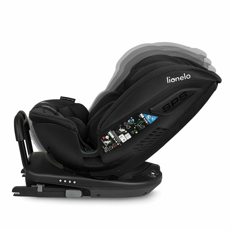 Scaun auto, Lionelo, Bastiaan RWF i-Size, Pozitie de somn, Protectie laterala, Rotire 360 grade, 0-36 Kg, Cu Isofix si Centura Top Tether, Conform cu standardul european de securitate ECE R129, Negru - gogobaby.ro