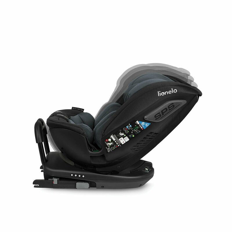 Scaun auto, Lionelo, Bastiaan RWF i-Size, Pozitie de somn, Protectie laterala, Rotire 360 grade, 0-36 Kg, Cu Isofix si Centura Top Tether, Conform cu standardul european de securitate ECE R129, Gri