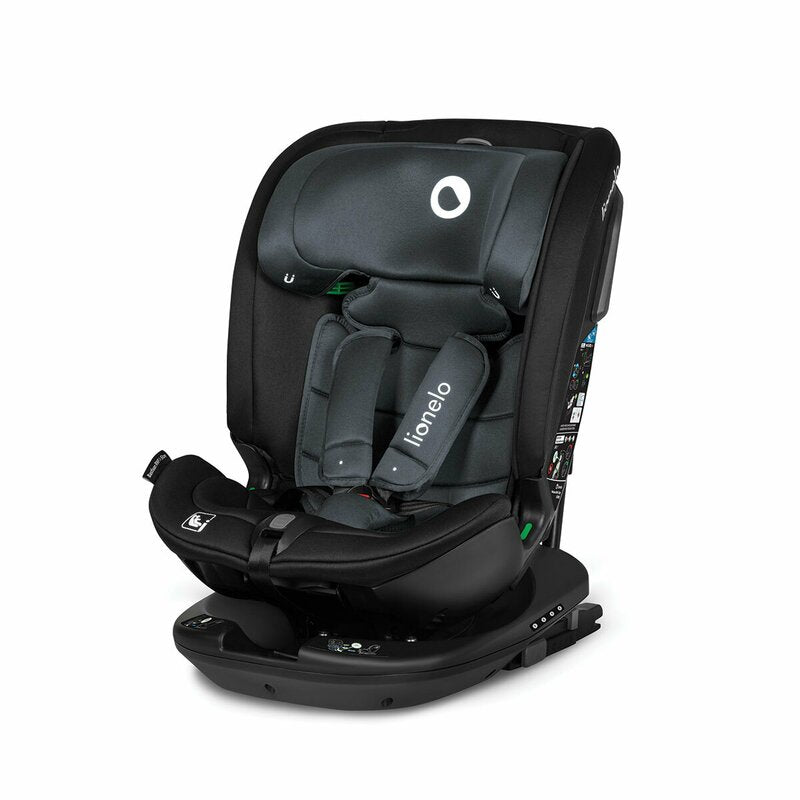 Scaun auto, Lionelo, Bastiaan RWF i-Size, Pozitie de somn, Protectie laterala, Rotire 360 grade, 0-36 Kg, Cu Isofix si Centura Top Tether, Conform cu standardul european de securitate ECE R129, Gri