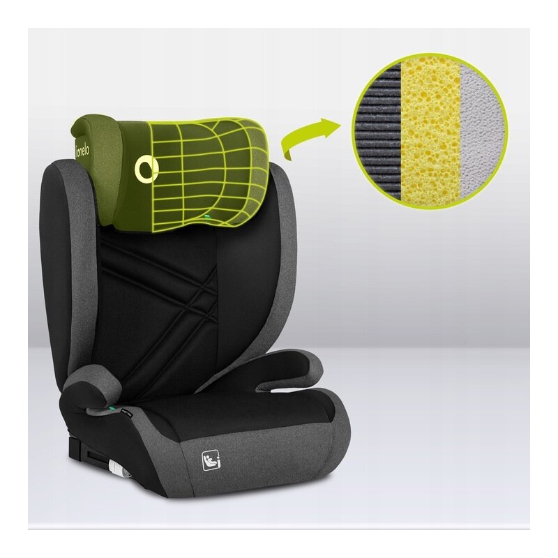 Scaun auto, Lionelo, Hugo i-Size, Universal, Orientare in directia sensului de mers, Reglabil, Conform standardului de securitate R129, 100-150 cm, 4-12 ani, Gri - gogobaby.ro