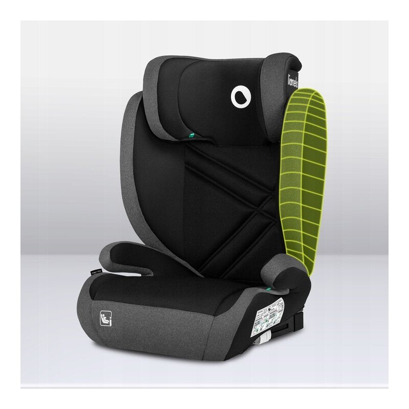 Scaun auto, Lionelo, Hugo i-Size, Universal, Orientare in directia sensului de mers, Reglabil, Conform standardului de securitate R129, 100-150 cm, 4-12 ani, Gri - gogobaby.ro