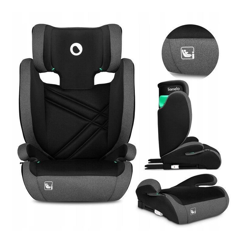 Scaun auto, Lionelo, Hugo i-Size, Universal, Orientare in directia sensului de mers, Reglabil, Conform standardului de securitate R129, 100-150 cm, 4-12 ani, Gri - gogobaby.ro