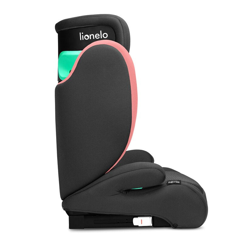 Scaun auto, Lionelo, Hugo i-Size, Universal, Orientare in directia sensului de mers, Reglabil, Conform standardului de securitate R129, 100-150 cm, 4-12 ani, Roz - gogobaby.ro