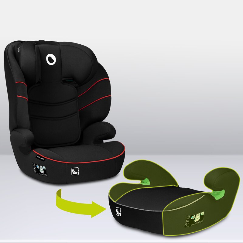 Scaun auto, Lionelo, Lars i-Size, Cu tetiera reglabila in 10 pozitii, Cu pozitionare spre sensul de mers, 15-36 Kg, 100-150 cm, Conform cu standardul european de securitate ECE R129/03, Negru/Rosu - gogobaby.ro