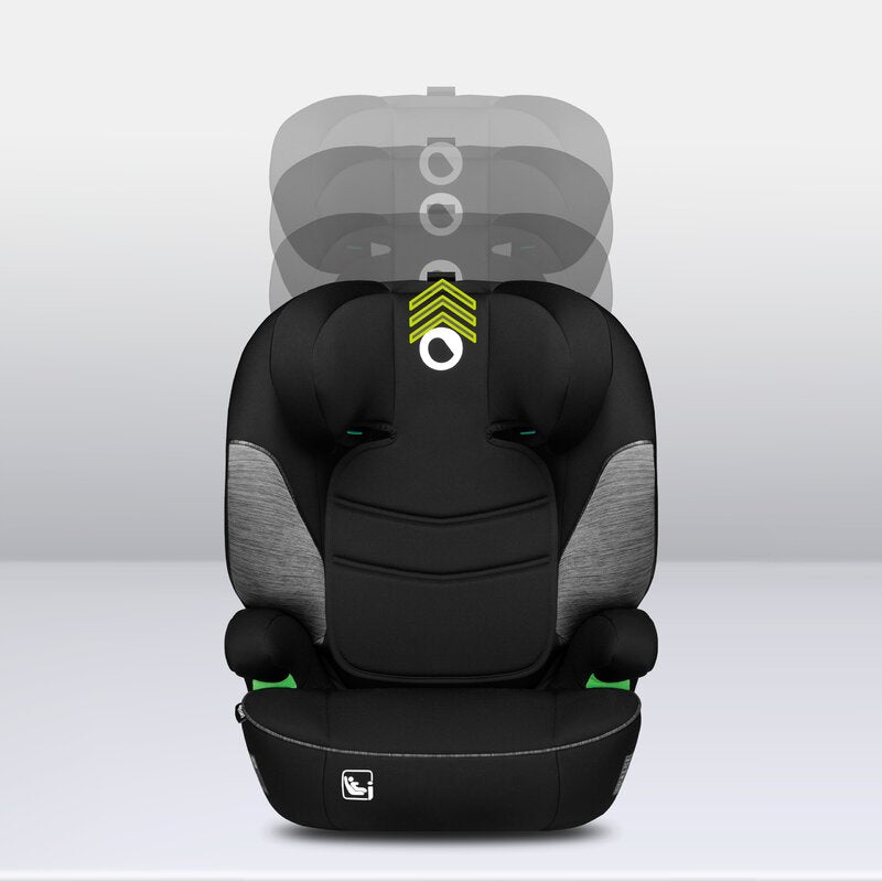Scaun auto, Lionelo, Lars i-Size, Cu tetiera reglabila in 10 pozitii, Cu pozitionare spre sensul de mers, 15-36 Kg, 100-150 cm, Conform cu standardul european de securitate ECE R129/03, Negru/Gri - gogobaby.ro