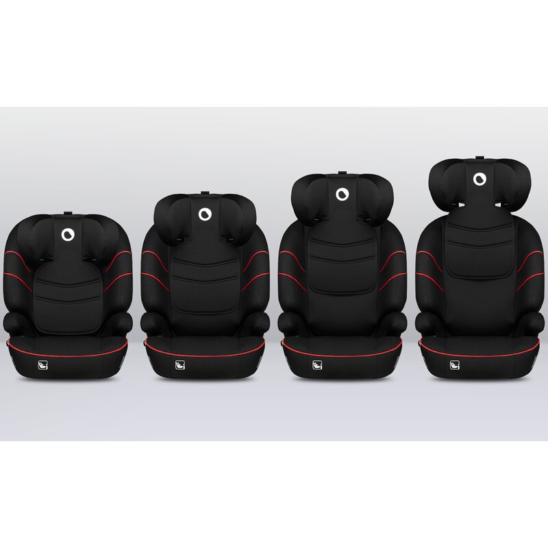 Scaun auto, Lionelo, Lars i-Size, Cu tetiera reglabila in 10 pozitii, Cu pozitionare spre sensul de mers, 15-36 Kg, 100-150 cm, Conform cu standardul european de securitate ECE R129/03, Negru/Rosu - gogobaby.ro